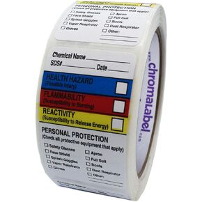 ChromaLabel 1.50 x 2.50 Inch HMIG Write-in Labels, 250 Sticker per Roll