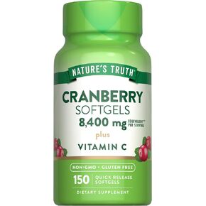 Nature's Truth Cranberry with Vitamin C Softgels | 8400mg | 150 Pills | Urinary Tract Health Support | Non-GMO & Gluten Free Supplement