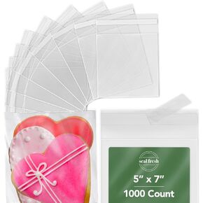 Self Sealing Cellophane Bags - 11" x 14" (1000 Count) - Clear Plastic Resealable Cello Bag - Cellophane Treat Bags, Cookie Bags for Packaging, Candy bags, Cello Bags, Pastry Bags