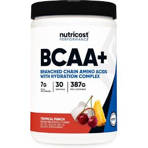 Nutricost BCAA + Hydration Powder (Tropical Punch) 30 Servings - Branched Chain Amino Acids with Hydration Complex - Gluten-Free, Non-GMO