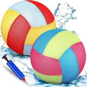 Threan 2 Pcs 8.5 Inch Waterproof Volleyball Sure Grip Water Volleyball Colorful Beach Pool Volleyball Pool Game Outdoor and Indoor for Teens Adults