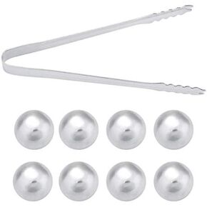 Reusable Stainless Steel Ice Spheres Chills Wine Whiskey Drink Chiller Stones Rocks with Tong(Ball)