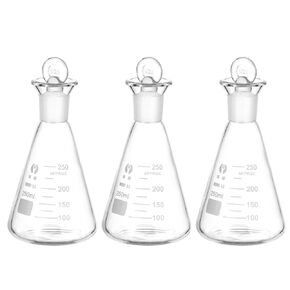 PATIKIL Erlenmeyer Flask, 1000ml 33.8oz Narrow Mouth Graduated Flasks with Glass Stopper Borosilicate Glass Flasks with Printed Graduation for Lab Experiment Chemistry Science