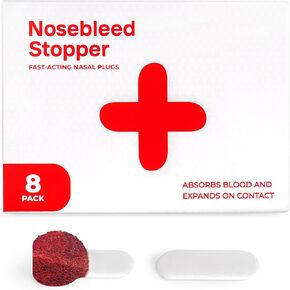 8 Pack Nosebleed Stopper - Helps Stop Nose Bleed Fast & Painless - Flat & Discreet - Nose Plugs for Bloody Nose - Nose Bleed Stopper for Easy Transport - Nose Bleed Plugs for Kids & Adults
