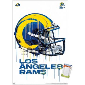 ملصق حائط من Trends International NFL Los Angeles Rams - خوذة بالتنقيط 20، 22.375 بوصة × 34 بوصة، حزمة ملصق وتركيب