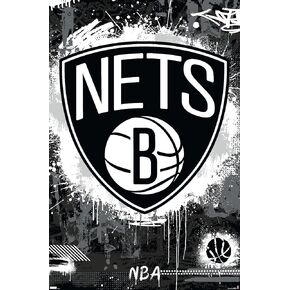 Trends International NBA Brooklyn Nets - Maximalist Logo 23 Wall Poster, 14.72" x 22.37", Premium Unframed Version