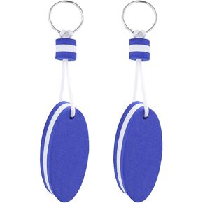 2pcs Boat Floating Keychain, Handy Floating Key Ring Blue Floating Keychain Oval Shaped Foam Float Buoy Key Rings for Boating Fishing Surfing Outdoor Water Sports