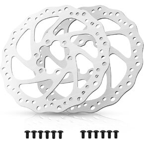 Voro Motors 2 Pieces Disc Brake Rotor Bike 140mm Stainless Steel with 6 Bolts Screws Distance 44mm Fit for Off Road Bike Mountain Bike Street Touring Motorcycles