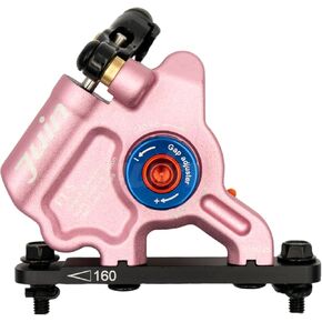 Juin F1-S Hybrid Hydraulic Disc Brake Caliper, Mechanical/Hydraulic Disc Brake Kit, Pink