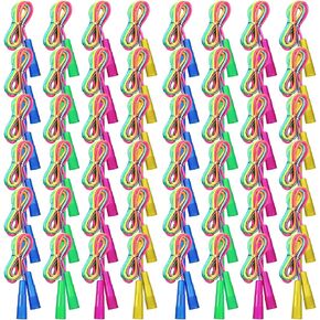 Leyndo 24 Pack Rainbow Jump Rope Set Jumping Ropes Nylon Kids Jump Rope Vibrant Skipping Rope for Boys and Girls Outdoor Fun Party Favors Physical Education, 7.2 Feet