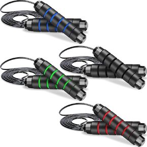 4 Pcs Jump Rope Adjustable Workout Skipping Rope Tangling Free Rapid Speed Jumping Rope Cable with Bearings and Foam Handles Fitness Equipment for Men Women Kid Home Cardio Exercise Endurance Training