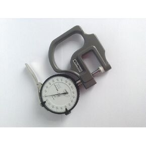 Mitutoyo 7301 Dial Thickness Gage, Flat Anvil, Standard Type, 0-10mm Range, 0.01mm Graduation, +/-15 micrometer Accuracy