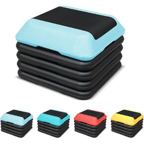 منصة تمارين هوائية مقاس 40.64 سم × 40.64 سم مع 4 رافعات، ارتفاع قابل للتعديل 10.16 سم - 15.24 سم - 20.32 سم - 25.4 سم - 30.48 سم، تمرين ستيبر، ستيبر للتمارين الرياضية في المنزل، قوة اللياقة البدنية والتدريب in Kuwait