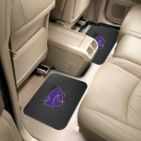 FANMATS 12762 Kansas State Wildcats مجموعة سجادة سيارة من الفينيل شديدة التحمل مكونة من قطعتين، سجادات أرضية الصف الأمامي، حماية من جميع الأحوال الجوية، ملاءمة عالمية، تصميم خزان عميق