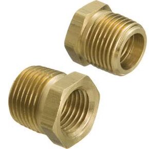 Brass Hex Reducer - 1/4" Male NPT to 1/8" Female NPT - 2 Pack