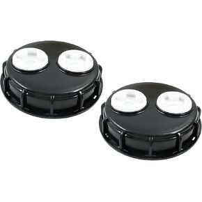 Biaungdo 2 Pcs IBC Tote Lid Cover, 6.5" Heavy Duty IBC Tank Water Liquid Storage Tank Cap Cover with Double Vent Holes for Chemical/Food/Industries Storage, Fine Thread(Black, Fine Thread)