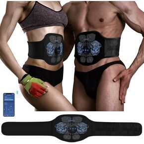 DOMAS Wireless Ab Belt Abdominal Muscle Toner- APP Controlled Bluetooth Abs Stimulator with 12 Modes 25 Intensity Levels EMS Muscle Toning Belt for Women And Man Workout at Home,Gym,Office Black