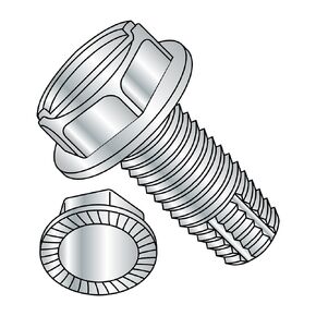 Small Parts 1124FSWS Steel Thread Cutting Screw, Zinc Plated Finish, Serrated Hex Washer Head, Slotted Drive, Type F, #10-32 Thread Size, 1-1/2" Length (Pack of 50)