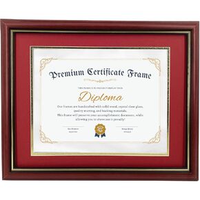 11 x 14 Pine Wood Diploma Frame with Glass Cover - Elegant Display for Diploma, Certificate, Document, Award, Picture - Fits 8.5x11 with mat or 11x14 without mat