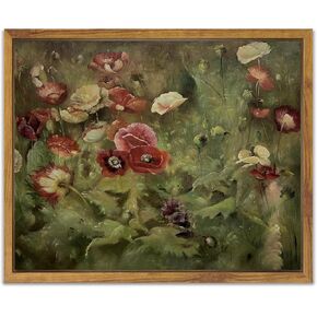 SHENIFY Vintage Landscape Framed Canvas Wall Art Grassland Classic Painting Farmhouse Kitchen Office Decor - 8x10in Natural Framed
