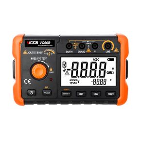 VICTOR Ohm Meters VC60B+ Digital Insulation Rresistance Tester Megohmmeter, DC AC Voltage Testing 20-1000V, 5%+5 Resistance Accuracy, 5000 Count (VICTOR VC60B+)
