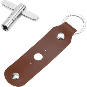 Drum Tuning Key Keychain Black Leather T-Shaped Drum Tuning Key Drum Adjusting Tool, 2 Pack