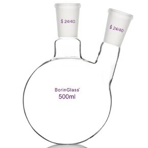 Two Necks Round Bottom Flask RBF, Glass 2-Neck Boiling Flask with 24/40 Standard Taper Outer Joint, 1000 ml