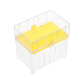 uxcell Pipette Tips Box 96-Well Polypropylene Tip Holder Container for 1ml/1000ul Pipettor 7.5mm Hole Diameter Yellow