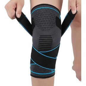 Knee Brace Compression Sleeve with Strap: Knee Support Braces for Women & Men Knee Pain Relief, Knee Sleeves for Arthritis, Running, Basketball, Weightlifting, Workout