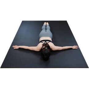 RevTime Extra Large Exercise Mat 7 x 5 feet (84" x 60" x 1/4") 6 mm Thick & High Density Mat for Home Cardio and Yoga Workouts, Durable Gym Floor Mat, Black