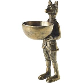 Eric and Eloise Collection 12-inch Brass Figurine with Bowl, Fox