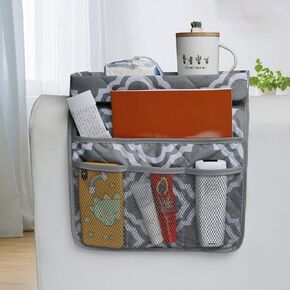 Sofa Armrest Organizer Caddy with Holder Tray, TV Remote Control Holder, Couch Armchair Caddy Fits for Game Controller, Pens, Magazines, Snacks, Glasses (Coffee, 32" × 13")