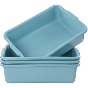 Inhouse 13 L Plastic Commercial Tote Box, Wash Tub Basin, 4-Pack, Mint Green, F