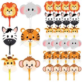 24 Pcs Safari Animal Handheld Folding Fans Summer Jungle Handheld Fans Safari Party Favors Gifts for Birthday Baby Shower Goodie Bag Fillers Jungle Safari Party Supplies (Safari)
