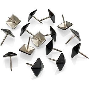 Let's Decorate 200pcs D12mmxL17mm Square Sofa Upholstery Tacks Brass Antique Bronze Color Wooden Furniture Decorative Tacks Thumb Nails Home DIY Upholstery Nails (12mmx17mm 200pcs, Black Painted)