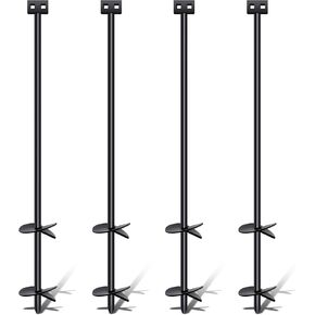 Zonon 4 Pcs Anchor 3/5" D x 30" l x (2) 4" Mobile Home Double Disk Earth Auger Anchor, Suitable for Vehicle Parking, Tent Fixing, Camping, Hiking, and Outdoor Photography