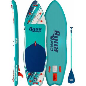 Aqua PRO Halcyon Adventure Inflatable Stand-Up Paddleboard iSUP, Scalloped Wide Stable Design with Non-Slip EVA Deck, Includes Paddle, Ankle Leash, Pump and Carry/Storage Bag
