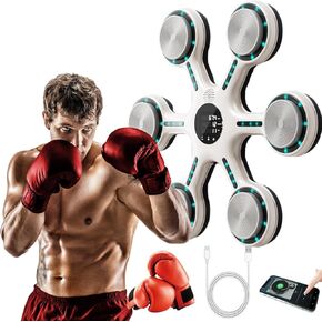Music Boxing Machine, smart Music Boxing Machine with Bluetooth, Home Wal-Mounted Training Gear, Boxing Training Punching Equipmeñt with Gloves, Fitness and Refiex improvement