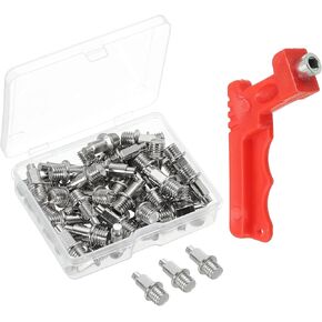 PATIKIL Track Spikes,50 Pack Steel High Jump Spikes Replacement Track and Field Running Spikes Cleats with Spike Wrench for Plastic Track Short Running Jumping Sprint Sports, Silver