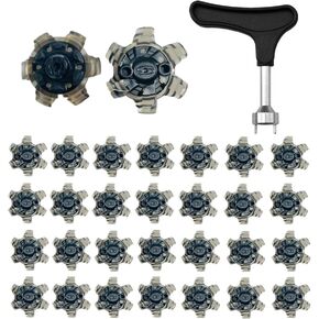 30 Pieces Golf Shoe Spikes Replacements+Golf Cleats Spanner,Stainless Steel Shoe Wrench Spike Replacement Aid fit for Golf Shoe Accessories (Silvery)