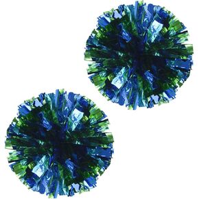 1 Pair Cheerleading Pom Poms Sports Party Accessories for Dance Sports Cheering Children Adults,Blue+Green