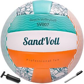 Beach Volleyball Ball for Outdoor - Air Pump and Black Marker Included. for Kids, Youth and Adults - Official Size 5 - Sand or Grass Outdoor Volleyball