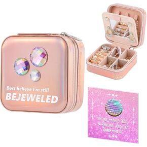 Handmade Jewelry Box, Travel Jewelry Case for TS Lover Gifts, Jewelry Organizer for Bracelets, Earrings, Necklace, Birthday Gifts for Girls Womens with Gift Greeting Card/Temporary Tattos/Stickers