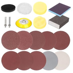 Glarks 109Pcs 3Inch Sanding Discs 80-5000 Grit Wet Dry Sandpaper with 1/4" Shank Backing Plate, and Soft Foam Buffering Pad Woolen Sponge Buffing Polishing Pads Assortment Kit for Drill Grinder