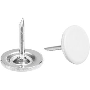 uxcell 50Pcs Upholstery Tacks, 11mmx13mm Flat Head Decorative Furniture Nails Thumb Tack for Furniture Sofa Headboards, White