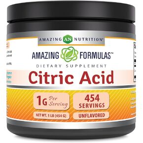 Amazing Formulas Citric Acid Powder Supplement | Food Grade | Unflavored | 1 Lb (454 G) | Non-GMO | Made in USA