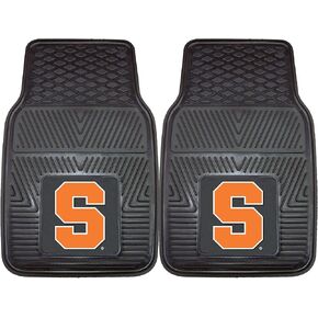 FANMATS 11342 Syracuse Orange 2-Piece Heavy Duty Vinyl Car Mat Set, Front Row Floor Mats, All Weather Protection, Universal Fit, Deep Resevoir Design