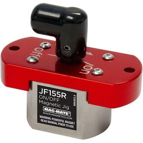 مغناطيس تثبيت/إيقاف التشغيل MAG-Mate JP155R، مغناطيس غير ذو حواف للأغراض العامة، مغناطيس أرضي نادر بقدرة رفع 155 رطل، 2.18 بوصة ارتفاع × 1.25 بوصة عرض × 2.64 بوصة طول، فضي/أحمر in Saudi Arabia