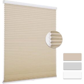 MYshade Cordless Cellular Window Shades Light Filtering Blinds for Indoor Windows 1.5 inch Honeycomb Cell Sheer Fabric Accordion Pull Down Blinds Easy Lift Easy to Install, Size 36" W X 72" H (White)