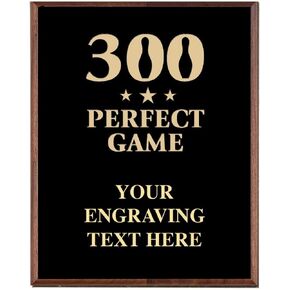 Crown Awards Bowling Plaques, Custom Engraved Bowling 300 Perfect Game Trophy Plaque Award, Great Customizable Bowling Team Gift Prime